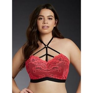 Strappy Halter Coral Lace Bralette